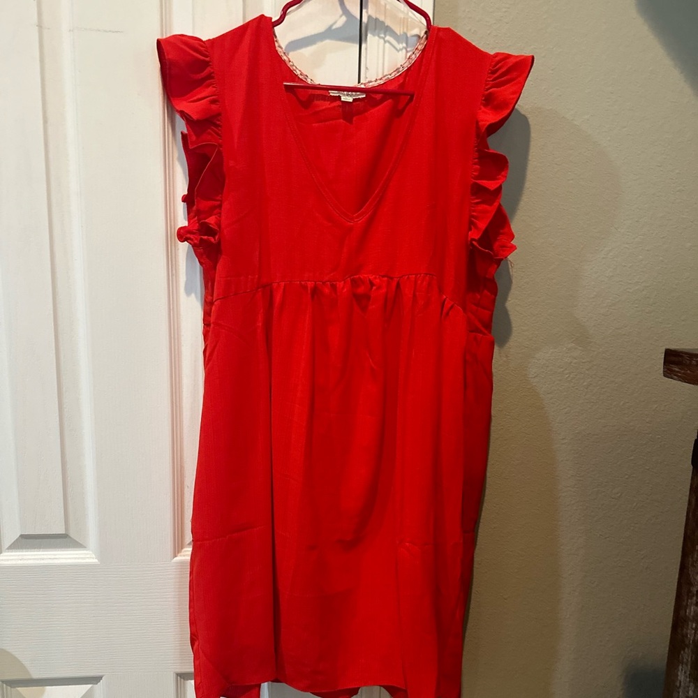 Red umgee dress with pockets.